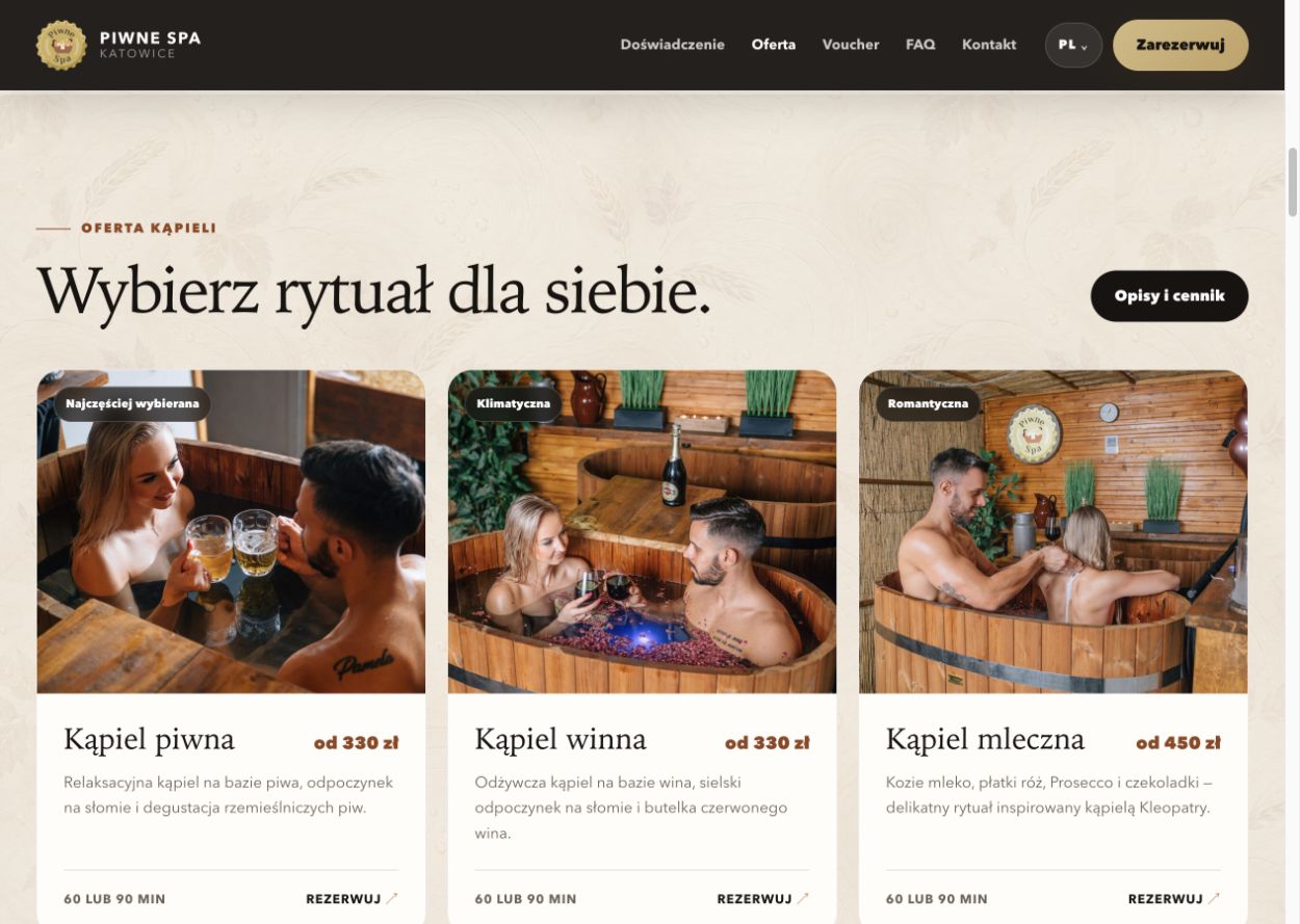 Piwne SPA — Пропозиція, що показує враження